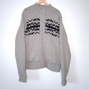 Groggy Sweater jacket Wool Zip up knit lined jacket gray black men’s size Large